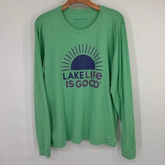Life Is Good Womens Lake Life Long Sleeve Crusher Tee Green size large cotton - Picture 2 of 14